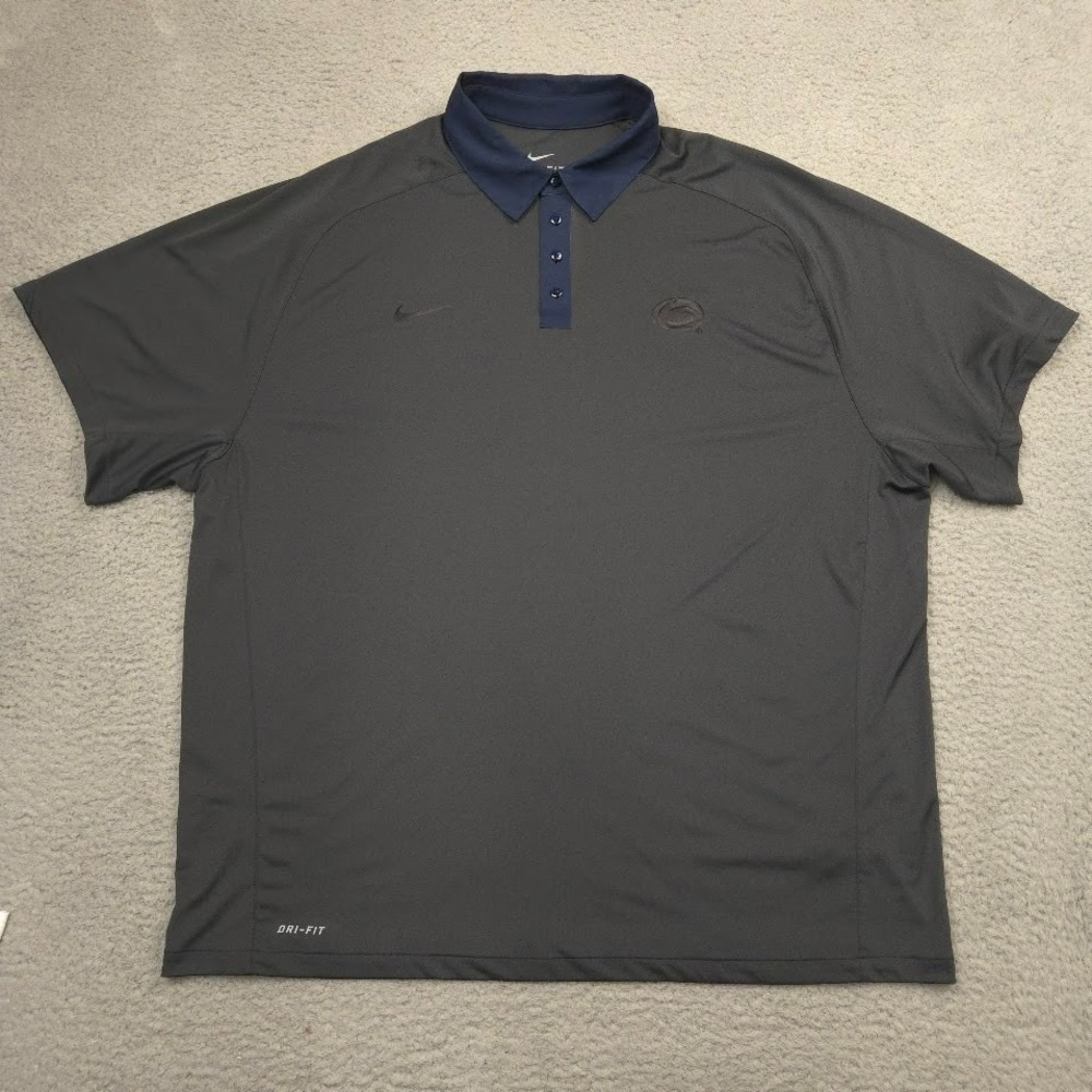Nike Golf Polo Mens XXL‎ Gray Dri-FIT Short Sleeve Shirt Penn State